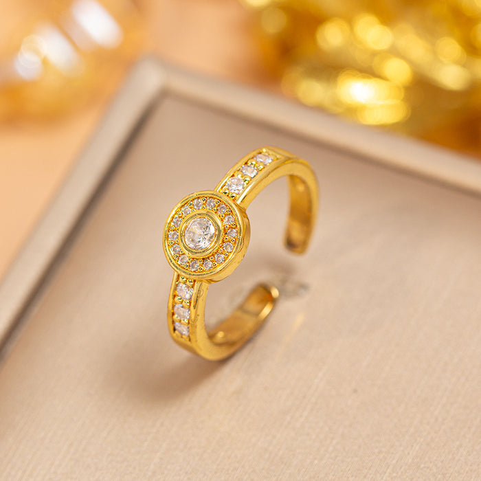 Wholesale Vintage Gold Plated Geometric Hollow Out Ring Adjustable Jewelry Accessory MOQ≥2