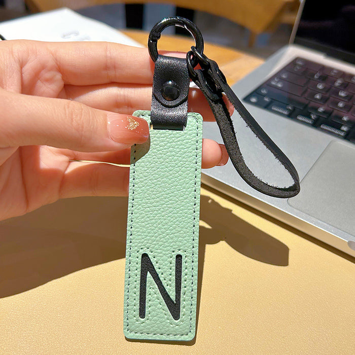 Wholesale 26 English Letter Text Plate Leather Keychain JDC-KC-WWX004