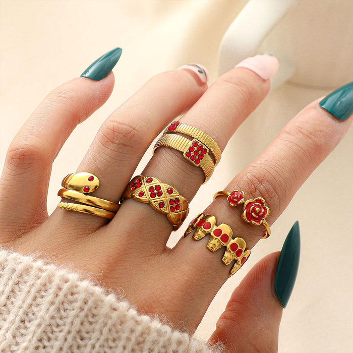 Wholesale Stainless Steel Serpent and Skull Motifs Rings