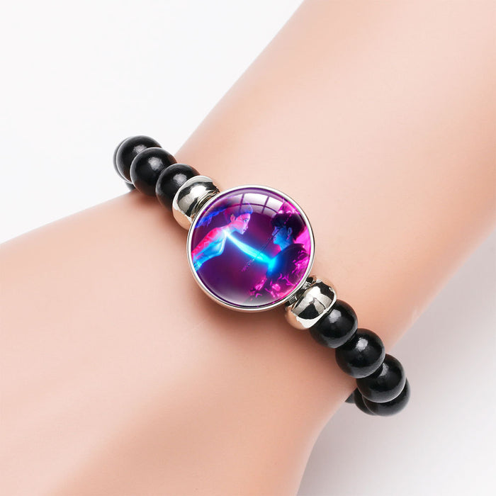 Wholesale KPOP black beaded elastic cord bracelets