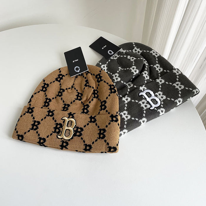 Wholesale autumn and winter all-over printed jacquard knitted hat for cold protection and warmth ear protection pullover hat JDC-HT-MaiM002