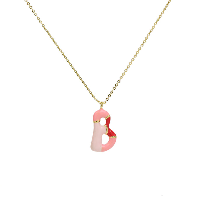 Wholesale 2PCS 18k Brass Drip Gel Capsule Colorful 26 English Letter Necklace JDC-NE-BaiYi009