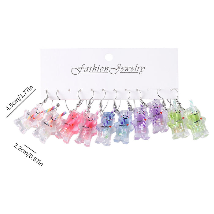 Wholesale Colorful Acrylic Gingerbread Man Straw Cup Earrings Set Fashion Jewelry Accessory