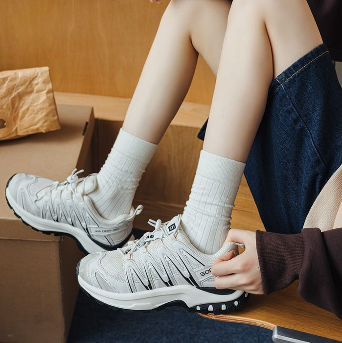Wholesale Socks with vertical stripes in the middle tube, cotton versatile long tube