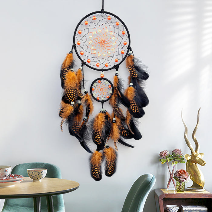 Wholesale Luminous Dreamcatcher Feather Wind Chime Home Decor MOQ≥2