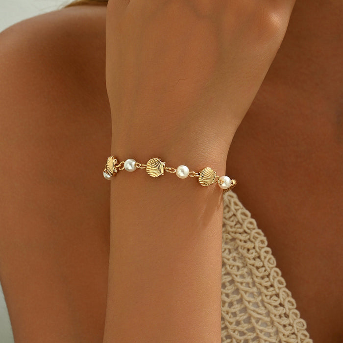 Wholesale Product Marine Fan Shell Imitation Pearl Bracelet