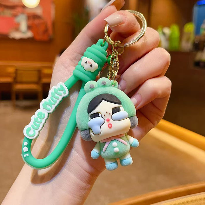 Wholesale  doll key chain tears doll doll bag pendant car key chain trend flocking pendant