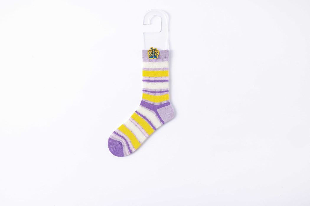 Wholesale Boneless socks for children, mid tube socks, cotton pile socks, white boneless color blocked socks for children