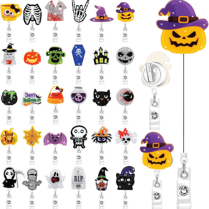 Wholesale Halloween Acrylic Retractable Clip Easy Pull Keychain JDC-KC-QiDing003