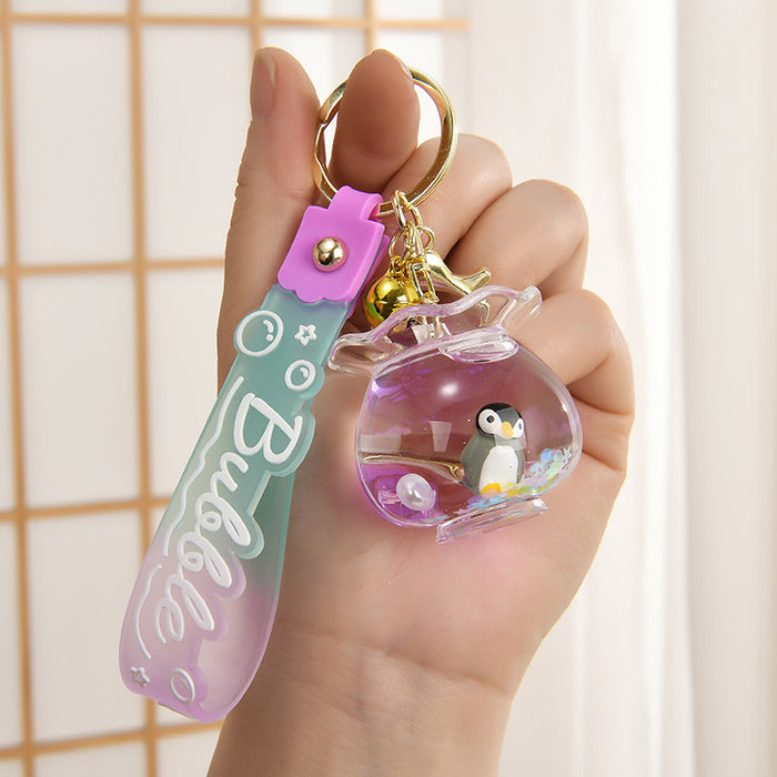 Wholesale Oil-Filled Bottle Aquarium Marine Animal Keychain