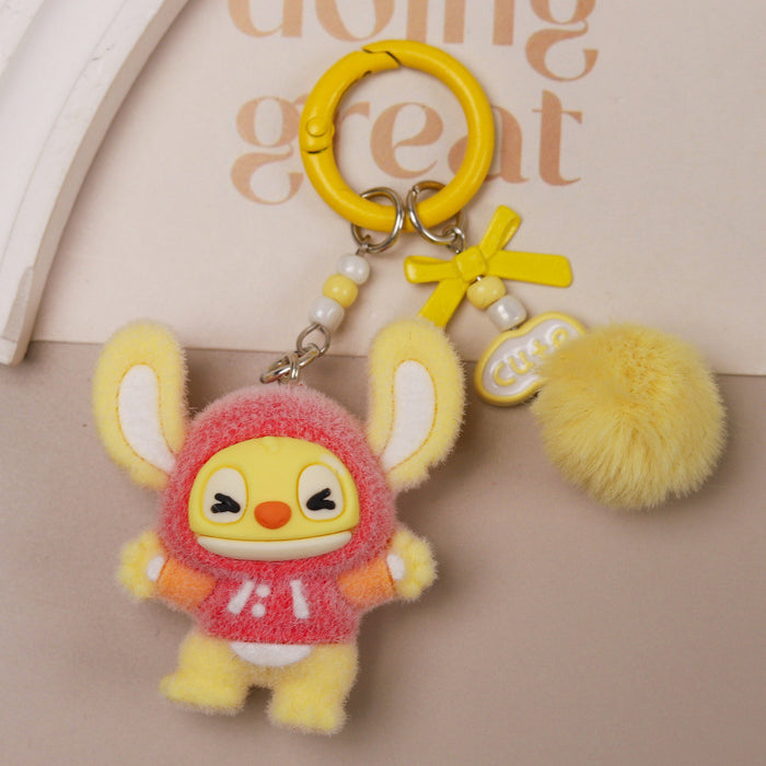 Wholesale Cute cartoon character flocked keychain