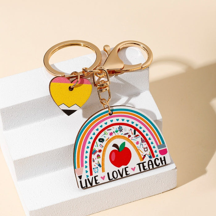 Wholesale Teacher's Day TEACHER Wooden Keychain JDC-KC-RongR023
