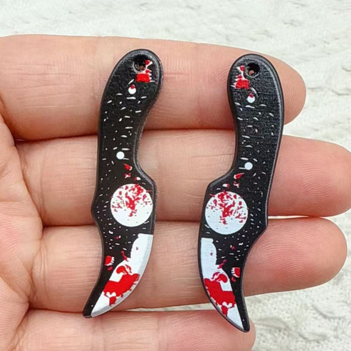 Wholesale 10pcs  Acrylic Scissors and Axe Novelty Props Double-sided Printed Pendant DIY Earrings and Bracelets