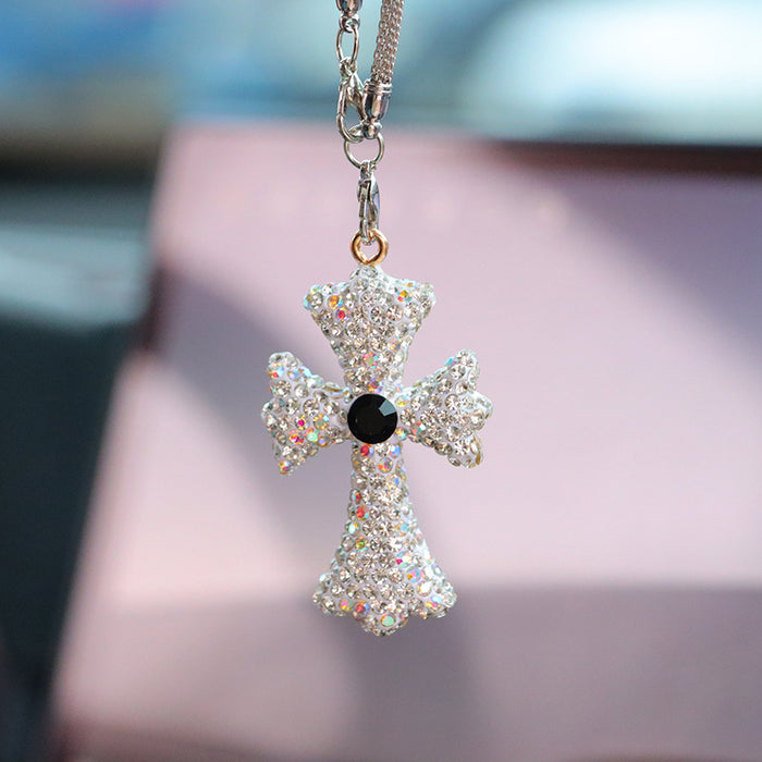 Wholesale Simple Black Rhinestone Cross Car Hanging Ornament Interior Decoration Gift