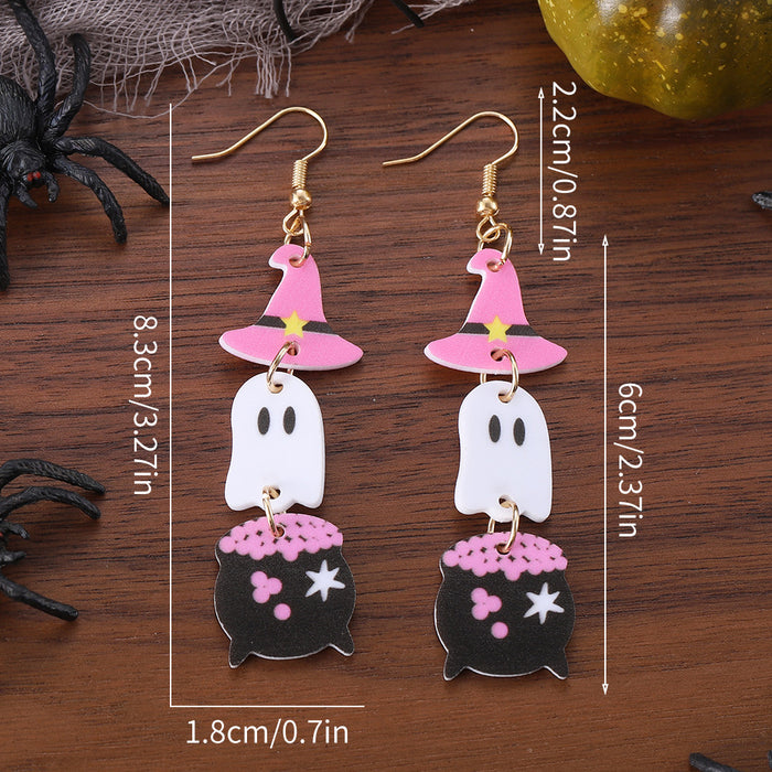 Wholesale  witch hat ghost magic potion tank triple pendant earrings acrylic earrings gift