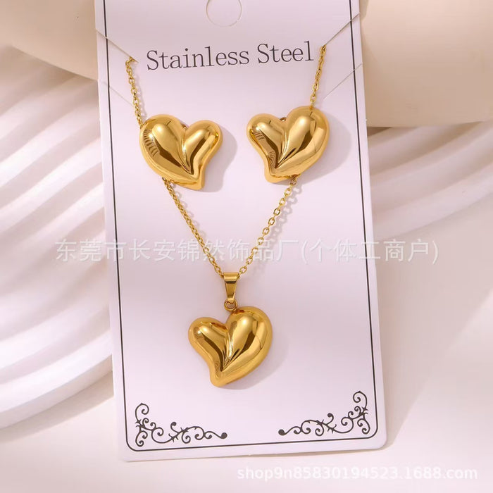 Wholesale 304 Stainless Steel Vacuum Plated Earrings and Necklace Set