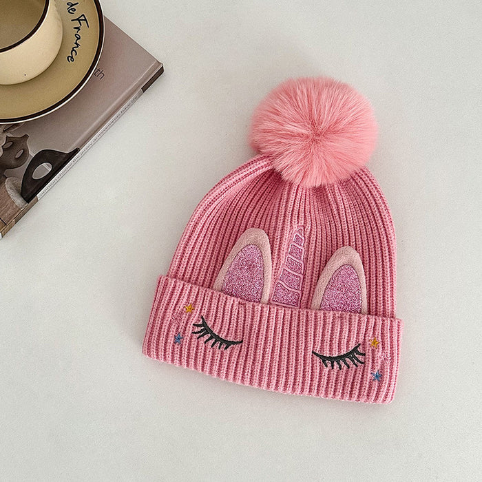 Wholesale Autumn and winter knitted wool hat double ball wool hat imitation fox fur hat