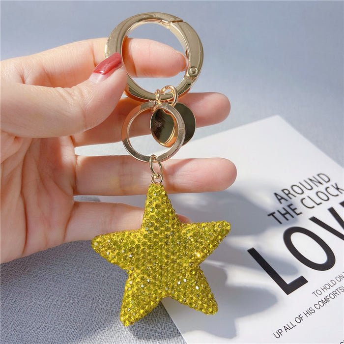 Wholesale Rhinestone Five-pointed Star Keychain JDC-KC-LX056