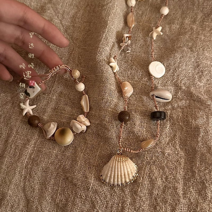 Wholesale Natural Stone Shell Necklace Seaside Clavicle Chain Bohemian Style Accessories