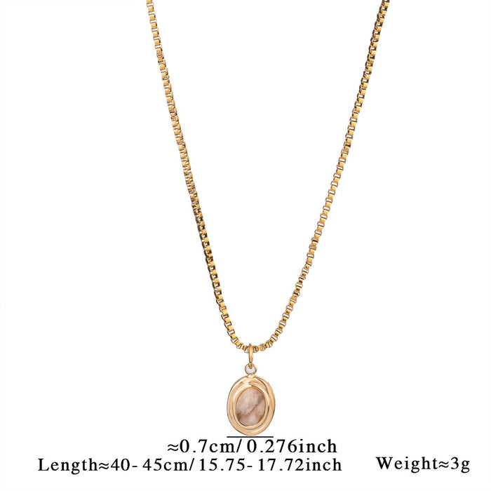 Wholesale Simple natural stone heart necklace versatile and high-end stainless steel necklace paired with blue pine tiger eye stone