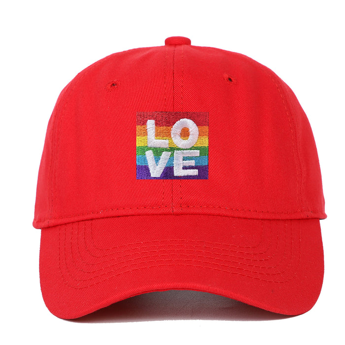 Wholesale Cotton LOVE Rainbow Embroidered Baseball Cap JDC-FH-ChenSheng003