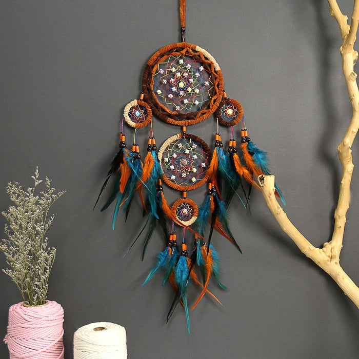 Wholesale Handwoven Iron Dreamcatcher with Feathers Boho Decorative Hanging Ornament