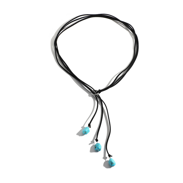 Wholesale Western Style Accessories Turquoise Pendant Leather Necklace JDC-NE-ManY017