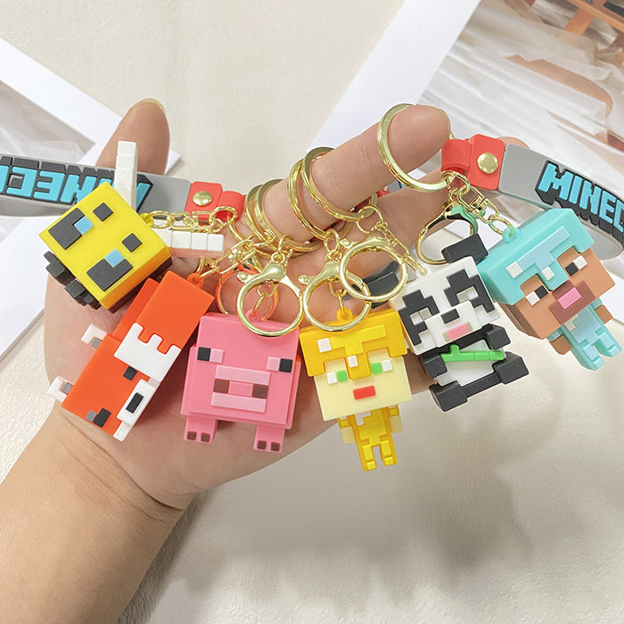 Wholesale Sandbox game keychain cube couple keychain bag pendant