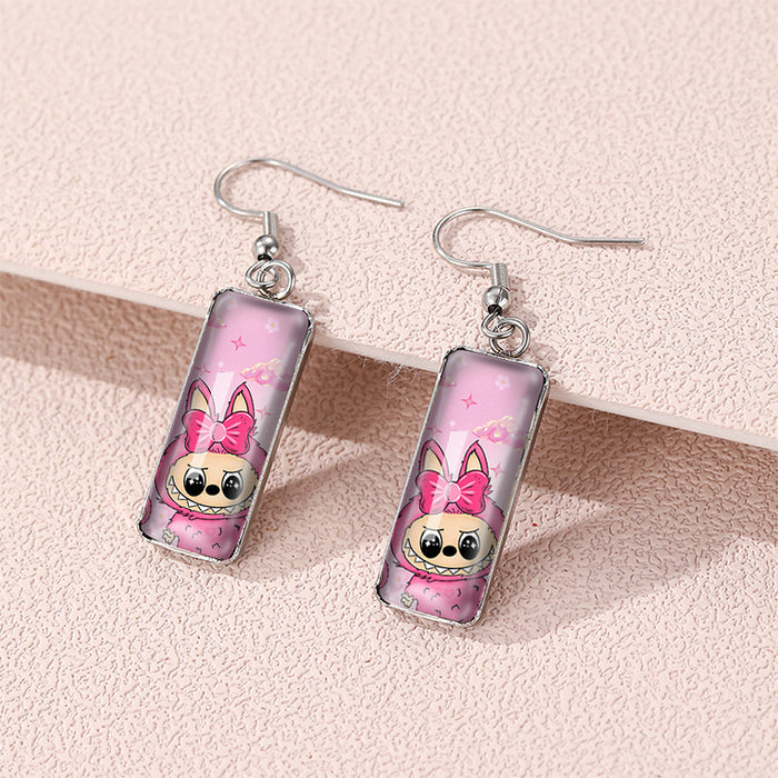 Wholesale Perimeter Earrings Rectangular Pendant Earrings Time Gem Glass Creative Earrings