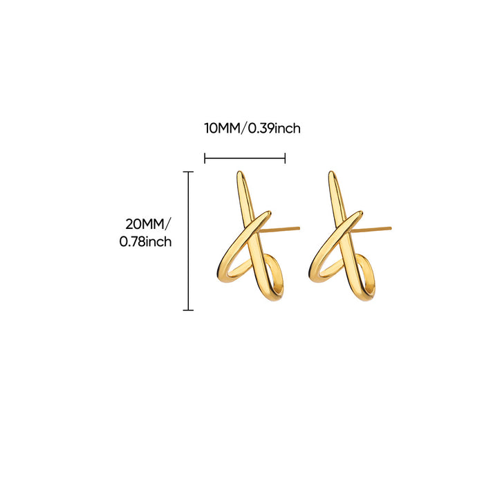 Wholesale geometric cross earrings light luxury diamond earrings 18K gold plated earrings