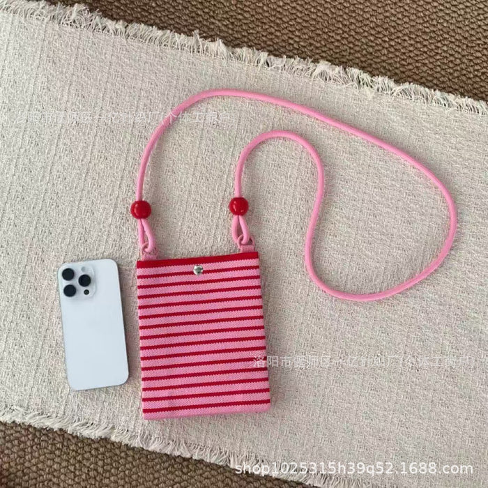 Wholesale Knitted Crossbody Bag with Rope and Beads Cute Phone Purse MOQ≥3