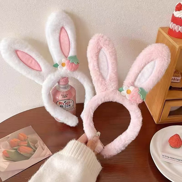 Wholesale Cute bow bunny ears lace trim plush headband