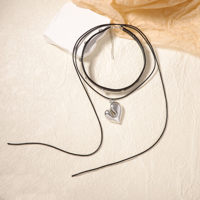 Wholesale Western Denim Style Personalized Trend Love Pendant Two-piece Necklace