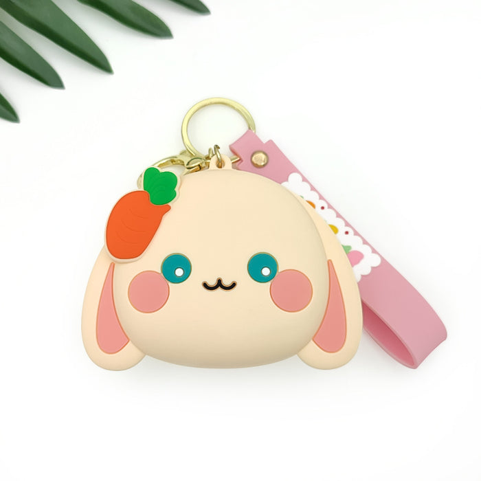 Wholesale Bunny cartoon silicone coin purse student schoolbag ornaments children's mini bag small pendant keychain