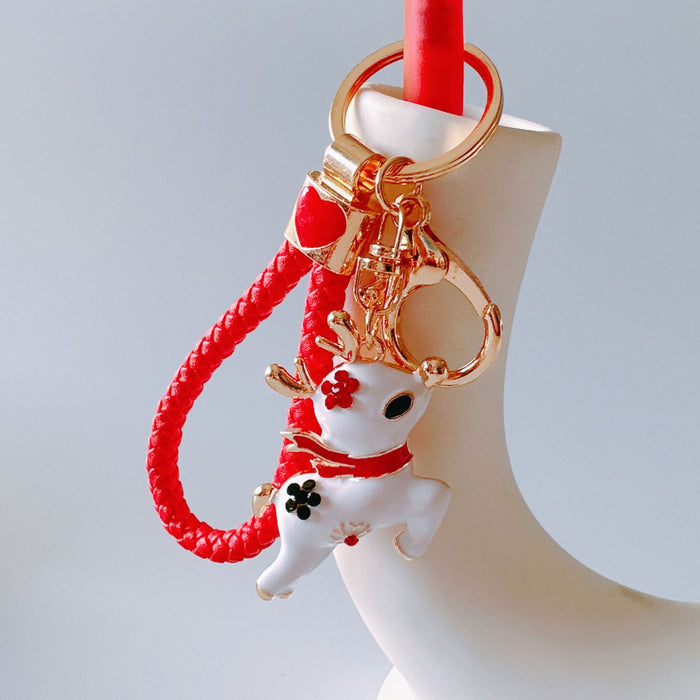 Wholesale Rhinestone Oil Drop Christmas Hat Shoes Snowman Sika Deer Hair Ball Zinc Alloy Keychain JDC-KC-ZhanLun019