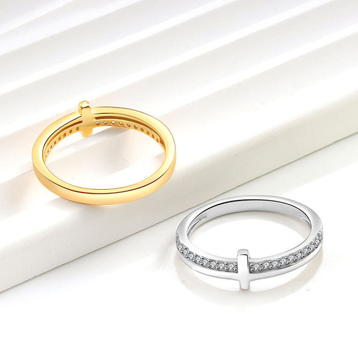 Wholesale White Gold Plated Copper Cross Ring Rhinestone Fashion Jewelry Accessory For Women Gift