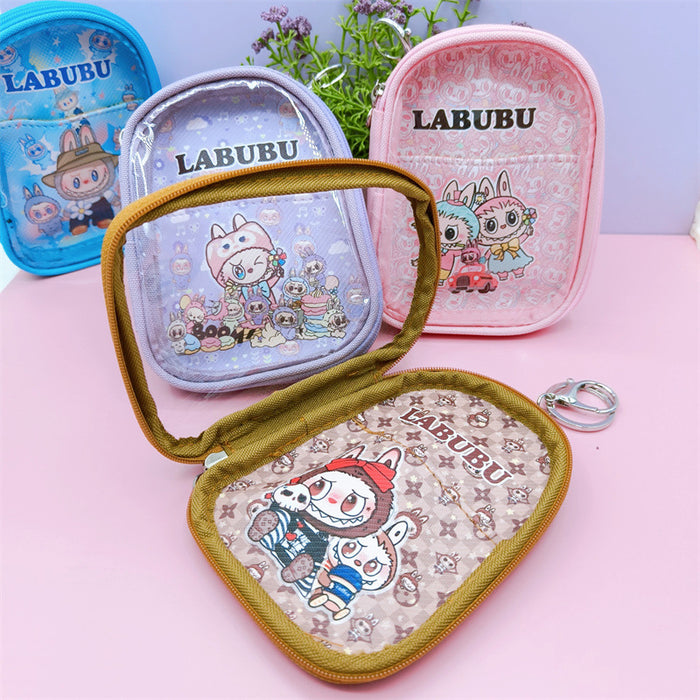 Wholesale Coin Purse Pendant Small Storage Bag Cartoon Canvas Double-Layer Transparent Cosmetic Storage Bag