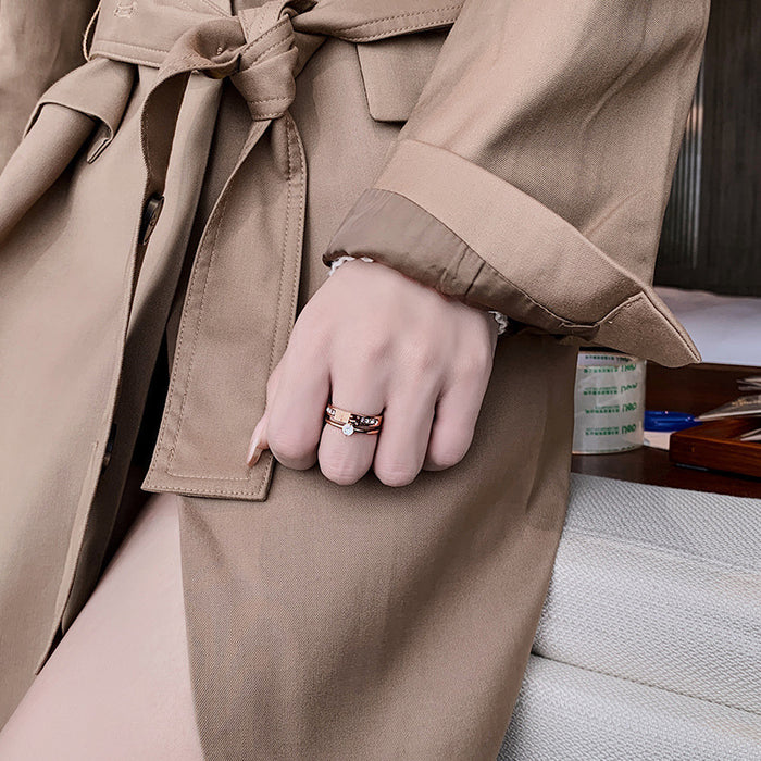 Wholesale titanium steel double-layer adjustable ring