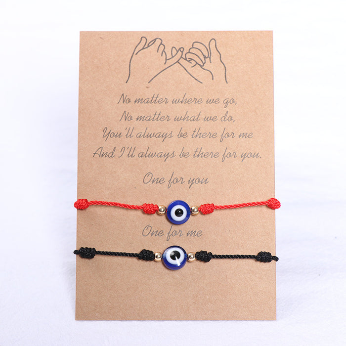 Wholesale Woven Red Rope Devil's Eye Bracelet 7 Knot Hand-woven Creative Couple Knot Card Jewelry