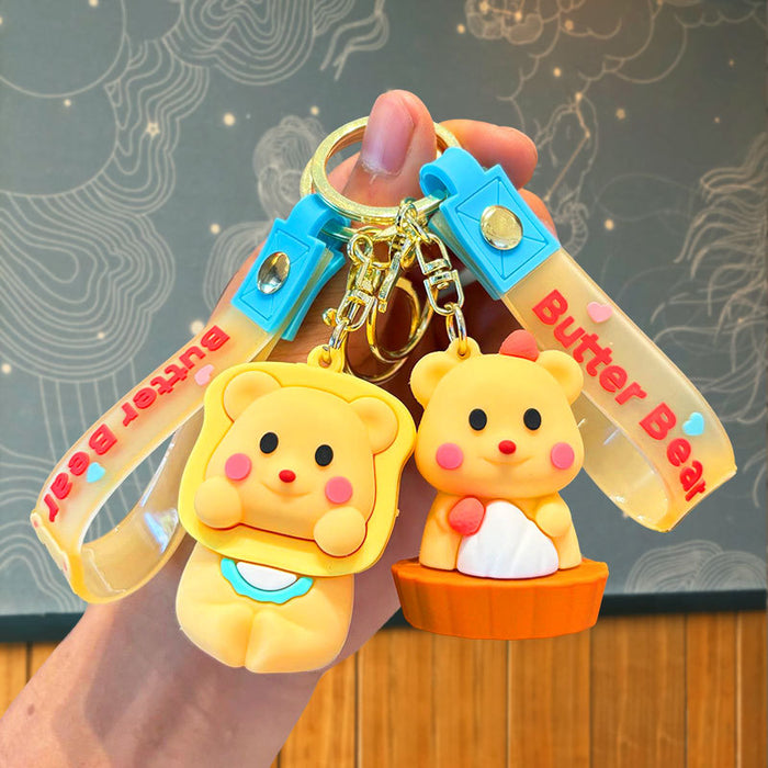 Wholesale Cartoon Silicone Butter Bear Doll Keychain JDC-KC-JuJi032