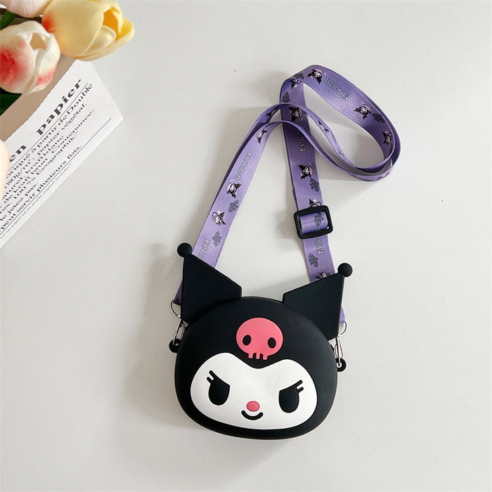 Wholesale  large wallet cartoon children's silicone bag  coin purse with lanyard