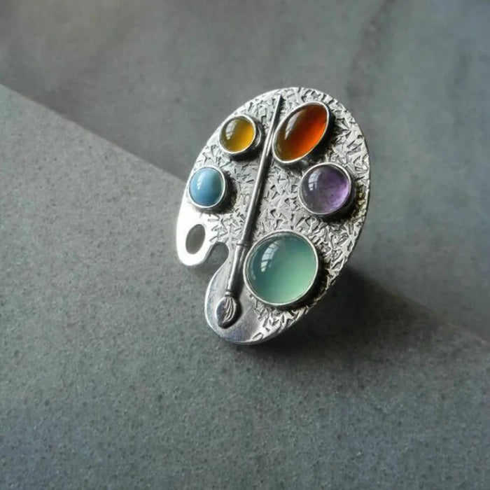 Wholesale Multi-color creative geometric palette ring