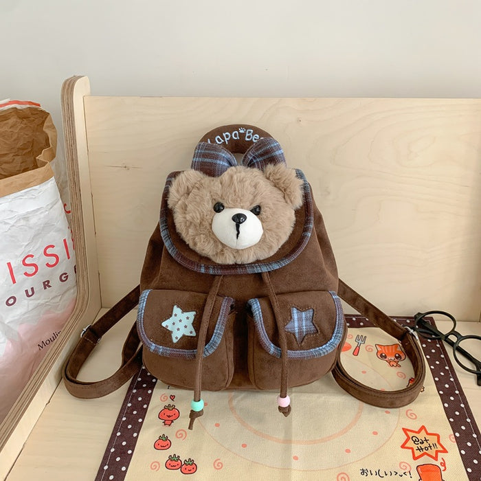Wholesale Cute bear flap backpack with large capacity