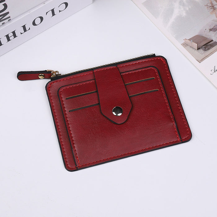 Wholesale Chic Solid Color Card Holder Wallet PU Leather Black Daily Matching Resale MOQ≥2