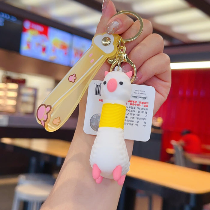 Wholesale Retractable animal pendant PVC doll keychain