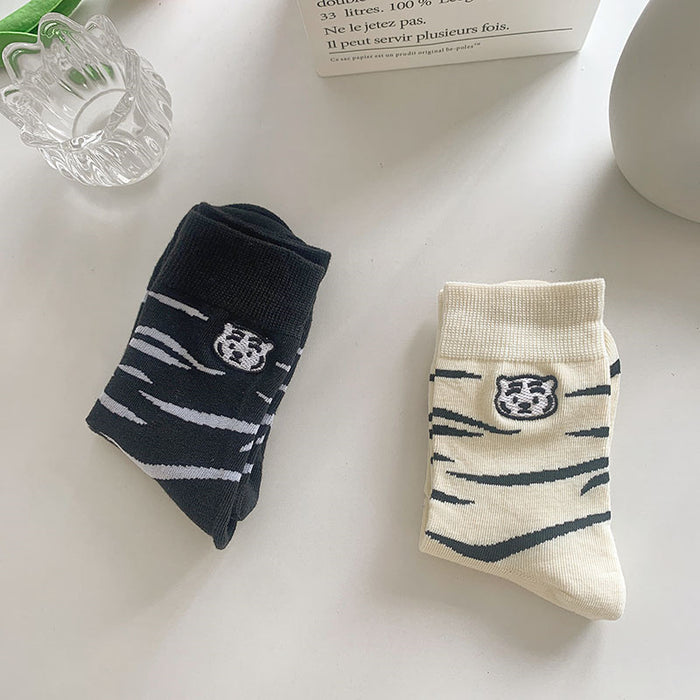 Wholesale Cartoon Tiger Head Polyester Cotton Socks Personality Versatile JDC-SK-GuangJ001