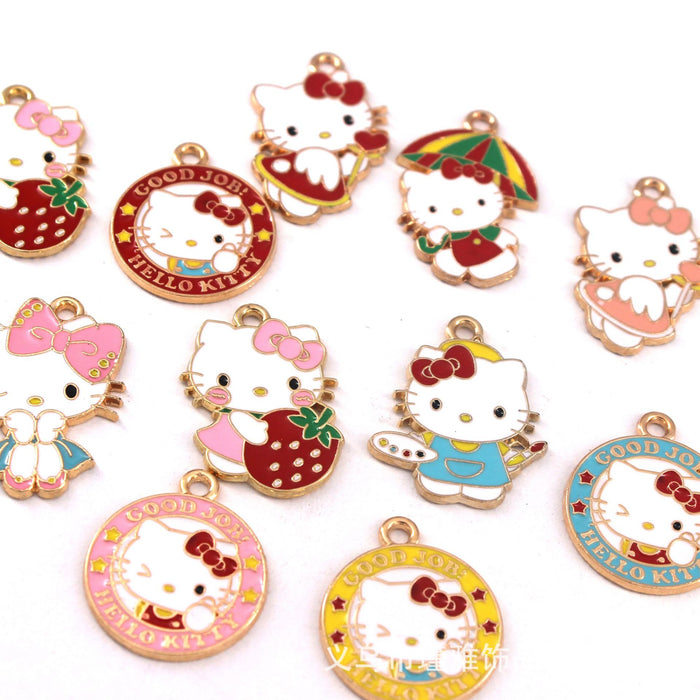 Wholesale 10pcs jewelry alloy cartoon  cat collection Princess earrings pendant necklace bracelet accessories cute keychain