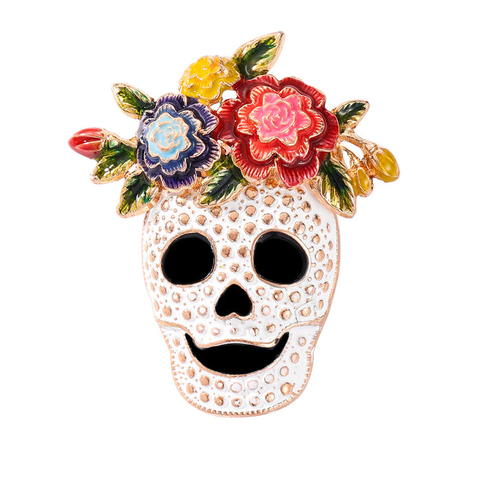Wholesale Zinc Alloy Skull Brooch Spooky  Fashion Pin Gold Tone Party Accessory