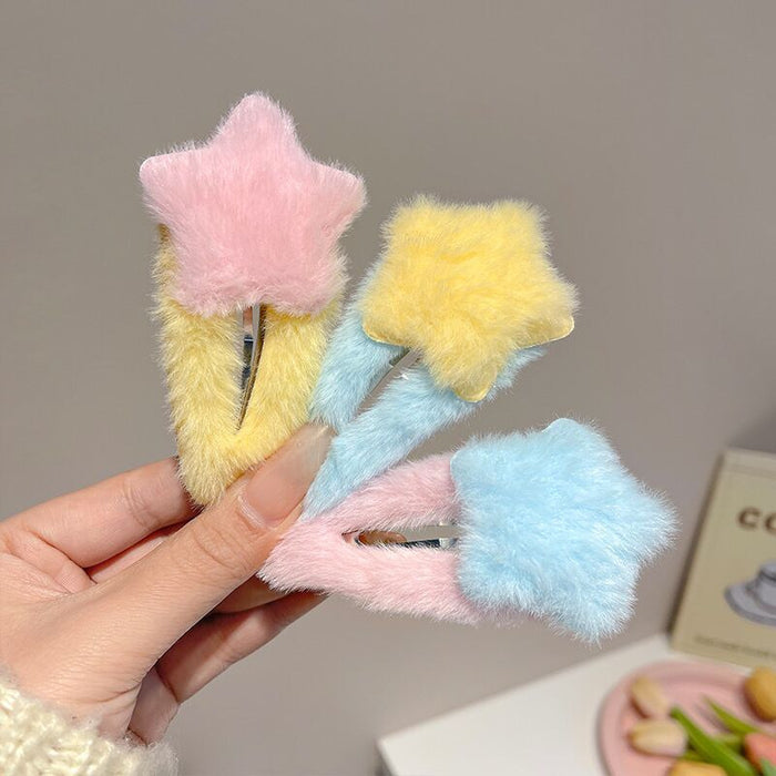 Wholesale  Cartoon plush star hairpin  hair accessories  BB clip hairpin