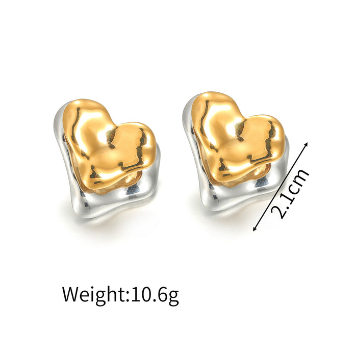 Wholesale Stainless Steel Mixed Color Two-Tone Titanium Steel Earring Set
